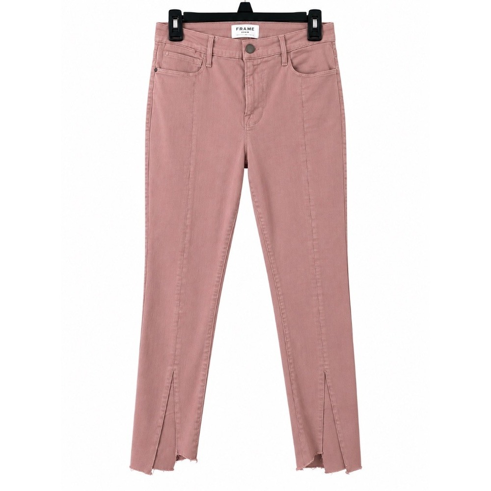 Frame Denim Womens Le High Skinny Jeans Dusty Rose Pink Slit Hem Size 29